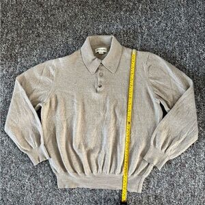 John W. Nordstrom 100% Extra fine Merino Wool Khaki Knit button up Sweater M